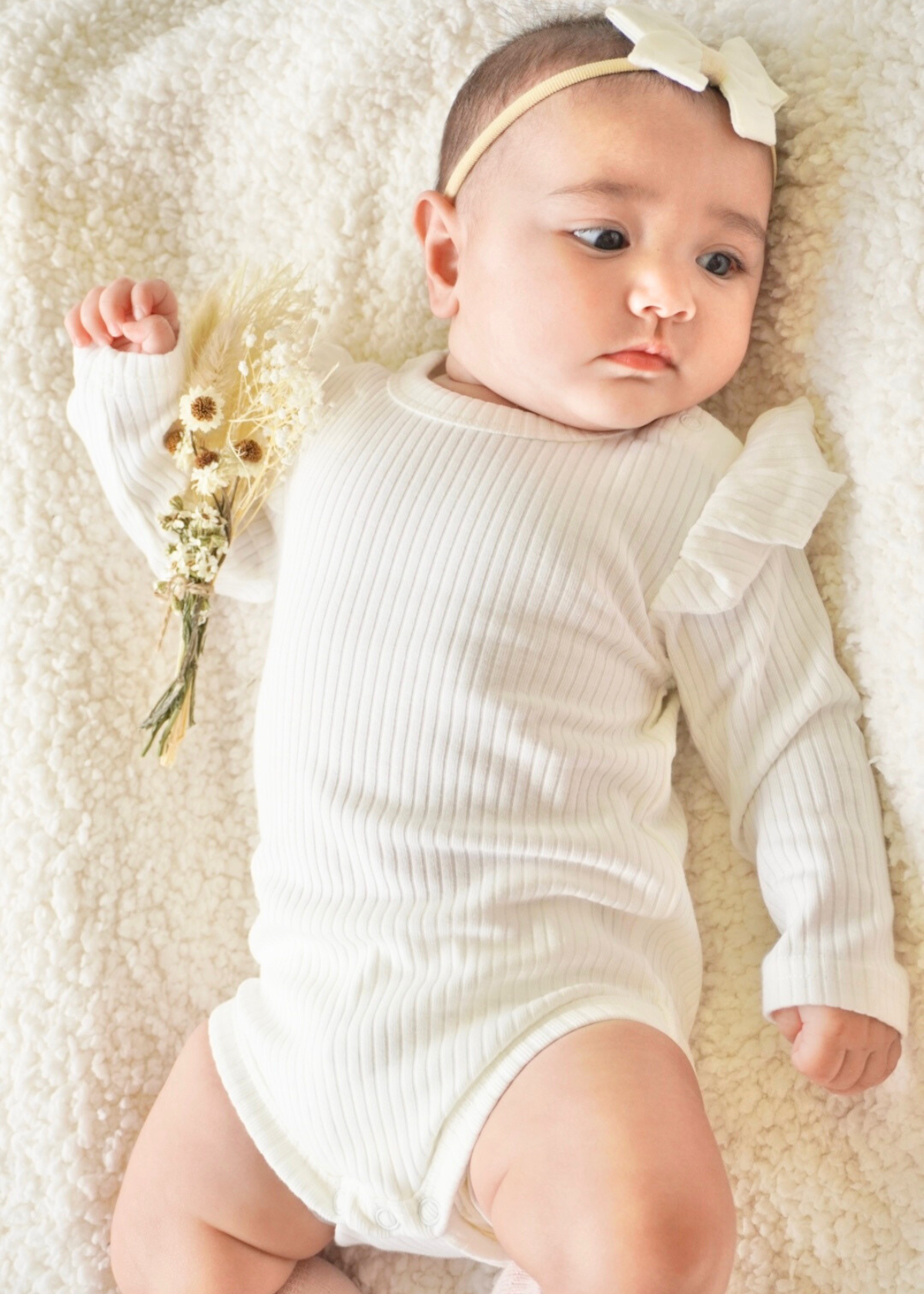 Organic Cotton Rib Frill Bodysuit