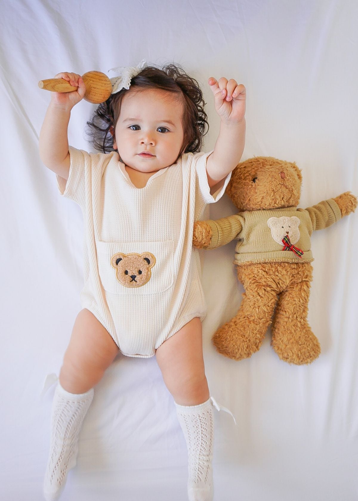 Honey Bear Waffle Romper - Babycino