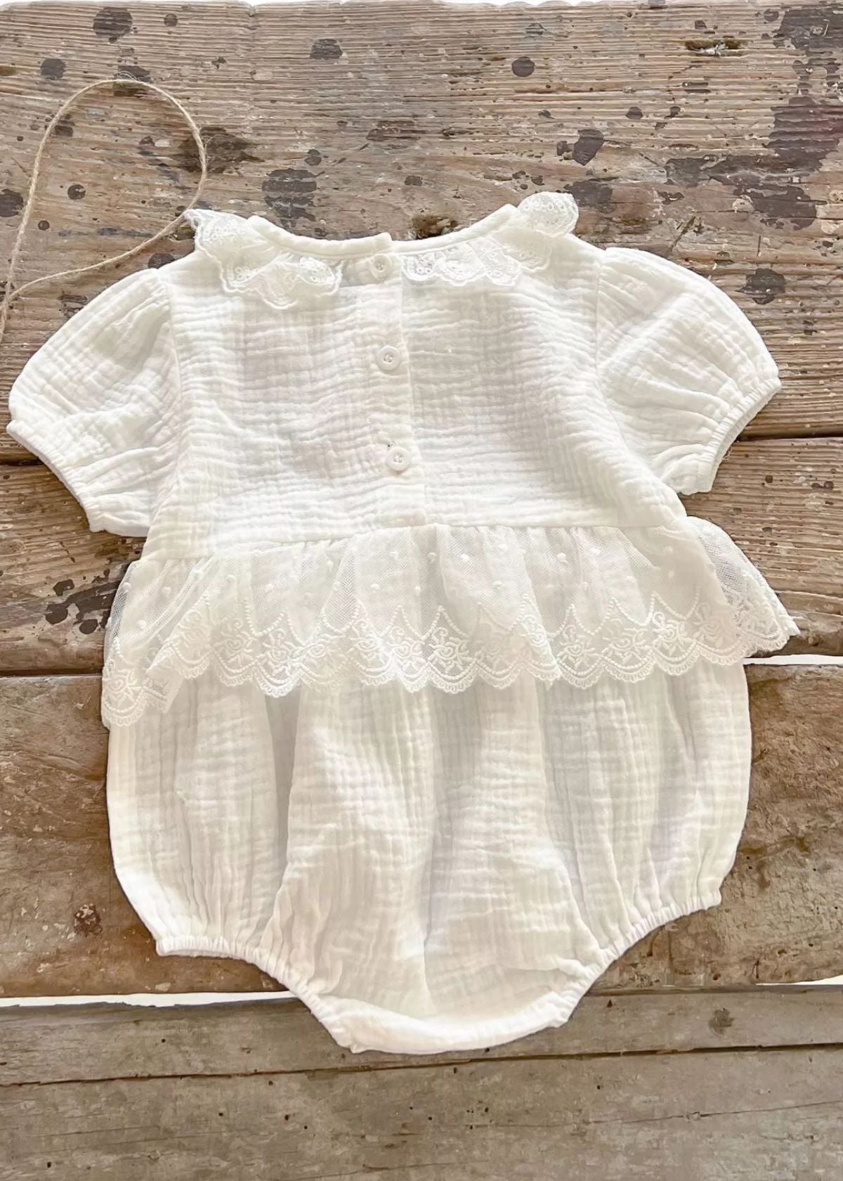 Snow White Muslin Bubble Romper