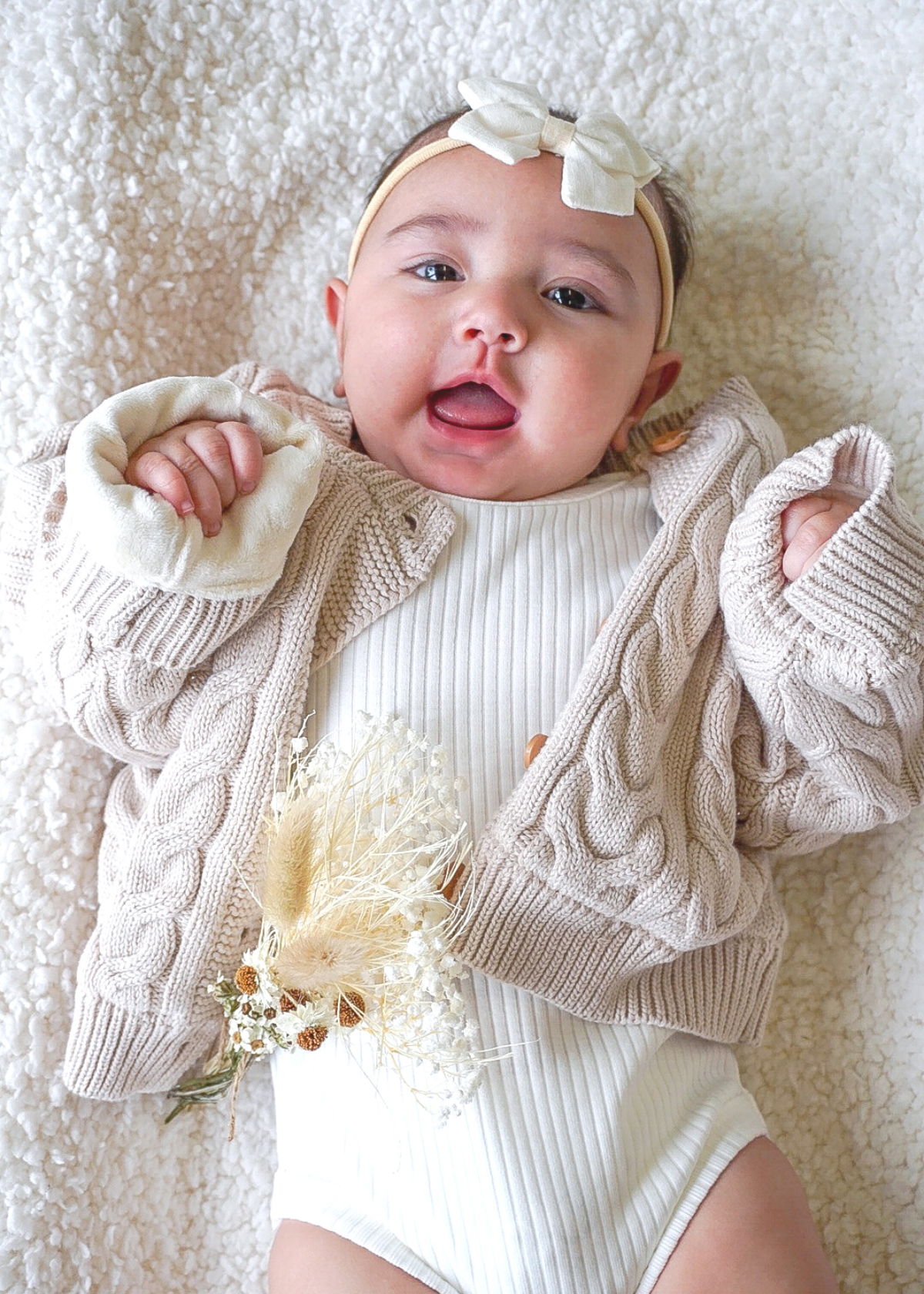 Alexis Cable Knitted Cardigan - Almond