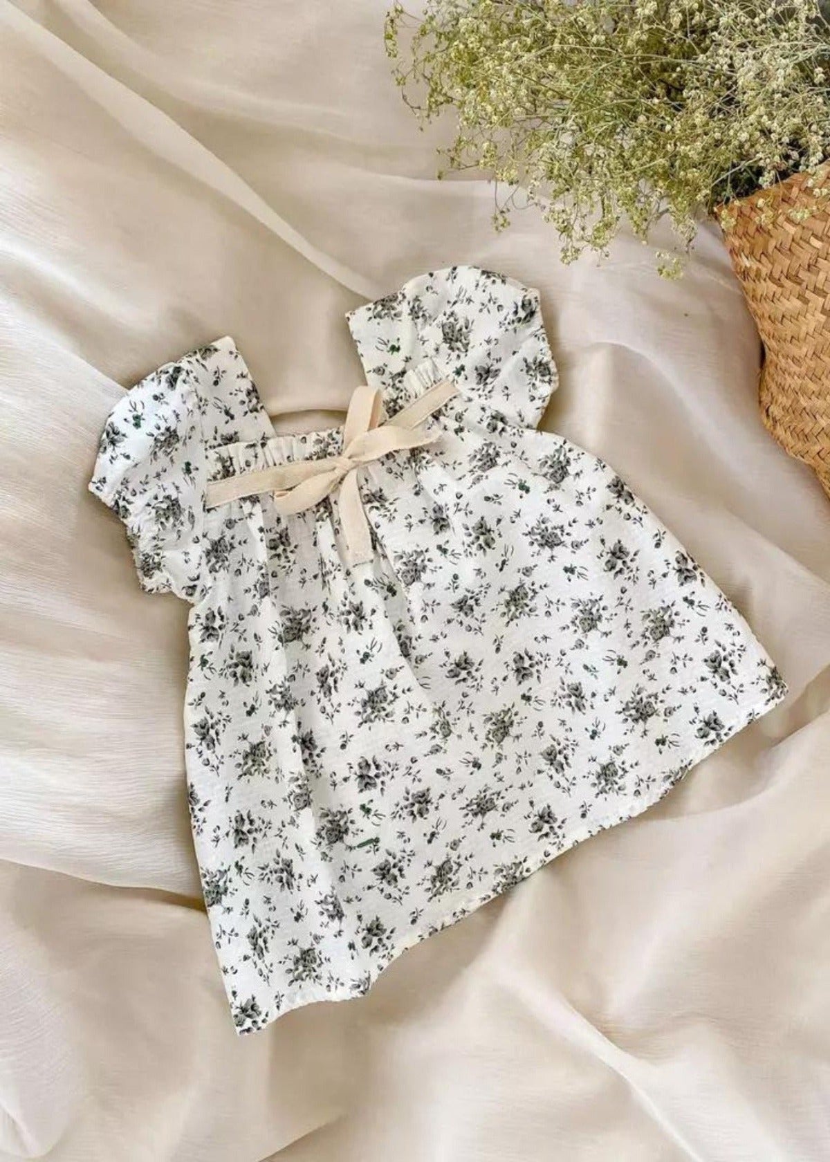 athea floral neckline a-line cotton dress
