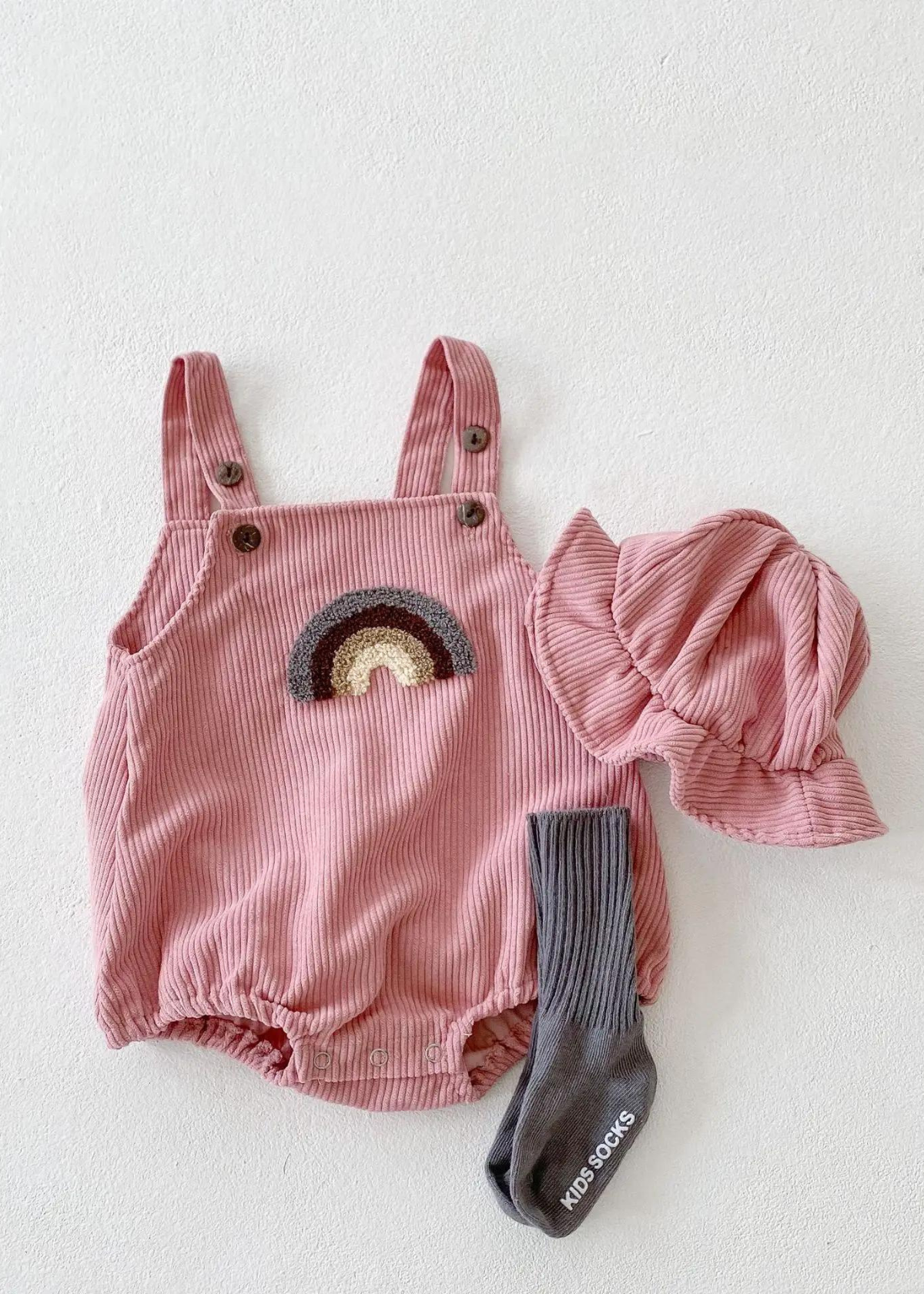 Angel Rainbow Corduroy Overall Set