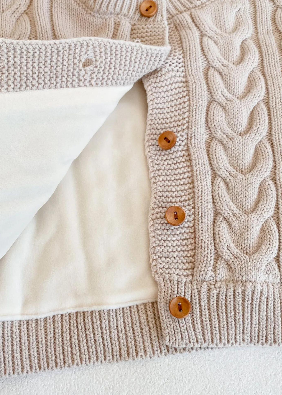 Alexis Cable Knitted Cardigan - Almond